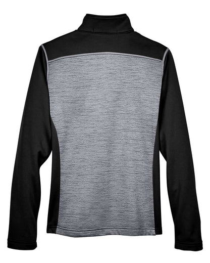 Devon & Jones Women's Newbury Colorblock Mélange Fleece Full-Zip Jacket DG796W #color_Black Heather/ Dark Grey Heather