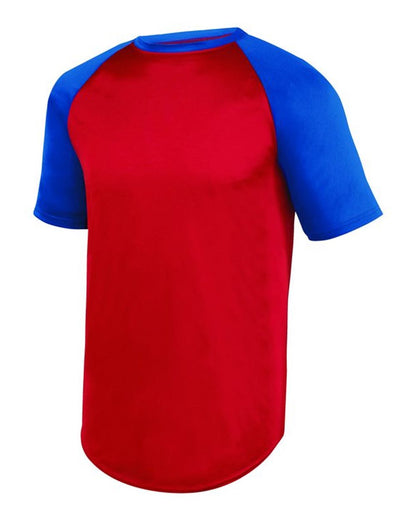 Augusta Sportswear Youth Wicking Short Sleeve Baseball Jersey 1509 #color_Red/ Royal