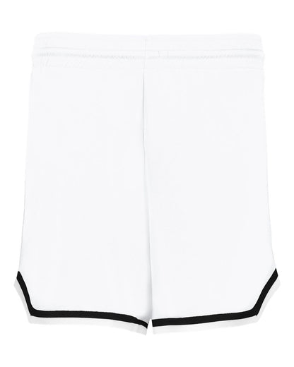 Alleson Athletic Women's Retro Basketball Shorts A56000 #color_White/ Black/ White