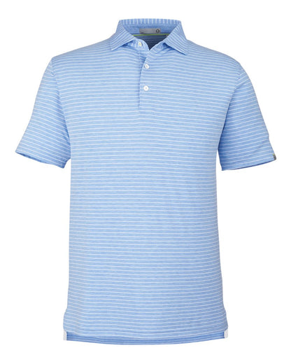 TASC Performance Inc Men's Cloud Lightweight Polo Brookline Stripe TM546Y #color_Polar Heather/ White