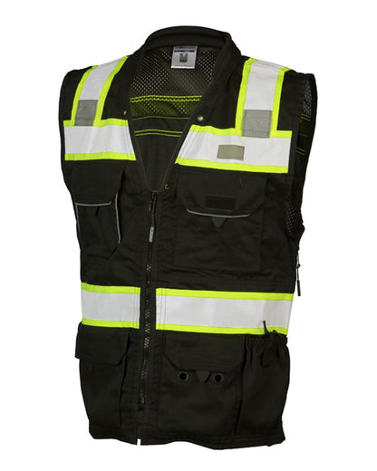 Kishigo Unisex EV Series® Enhanced Visibility Professional Utility Vest B500 #color_Black/ Lime