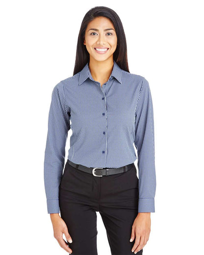 Devon & Jones Women's CrownLux Performance® Tonal Mini Check Woven Dress Shirt DG535W #colormdl_Navy