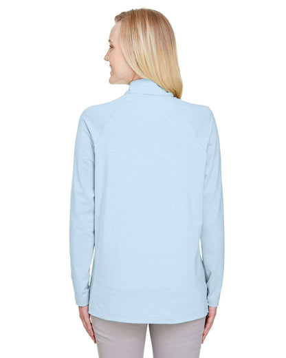 Devon & Jones Women's CrownLux Performance® Clubhouse Micro-Stripe Quarter-Zip Pullover DG480W #colormdl_Ocean Blue