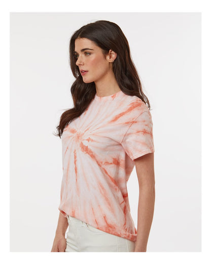 Dyenomite Cyclone Pinwheel Tie-Dyed T-Shirt 200CY #colormdl_Peach