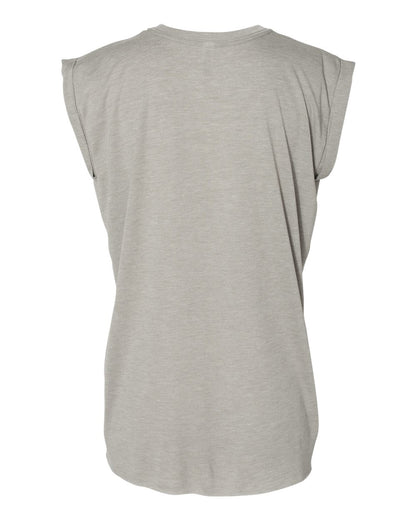 BELLA + CANVAS Women’s Flowy Rolled Cuffs Muscle Tee 8804 #color_Heather Stone