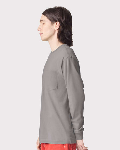 American Apparel Unisex Super Heavyweight Long Sleeve Pocket Tee 9410 #colormdl_Gravel