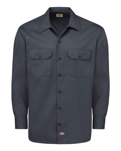 Dickies Men's Tall Long Sleeve Work Shirt 5574T #color_Charcoal