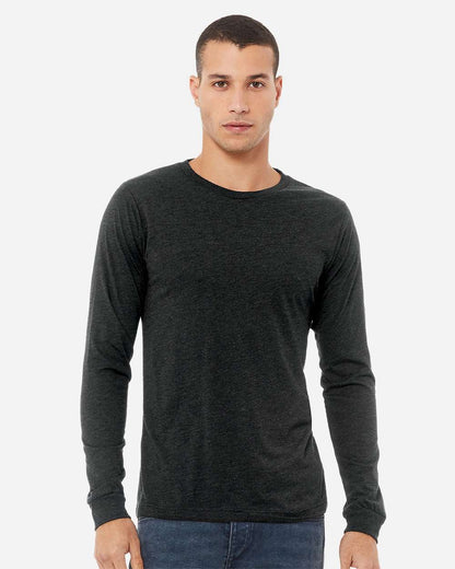 BELLA + CANVAS Unisex Triblend Long Sleeve Tee 3513 #colormdl_Charcoal Black Triblend