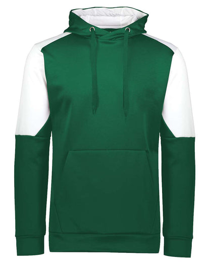 Holloway Youth Blue Chip Hooded Sweatshirt 222640 #color_Dark Green/ White