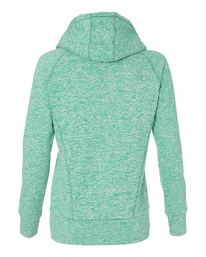 J. America Women’s Cosmic Fleece Hooded Sweatshirt 8616 #color_Emerald/ Neon Yellow