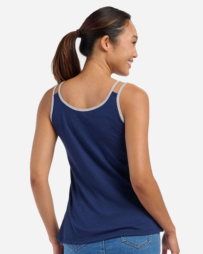 Boxercraft Women's Split Shoulder Tank Top BW2506 #colormdl_Navy/ Oxford Heather