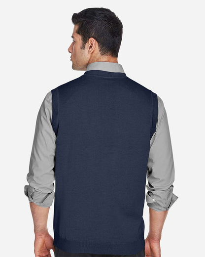 Devon & Jones Unisex V-Neck Sweater Vest D477 #colormdl_Navy