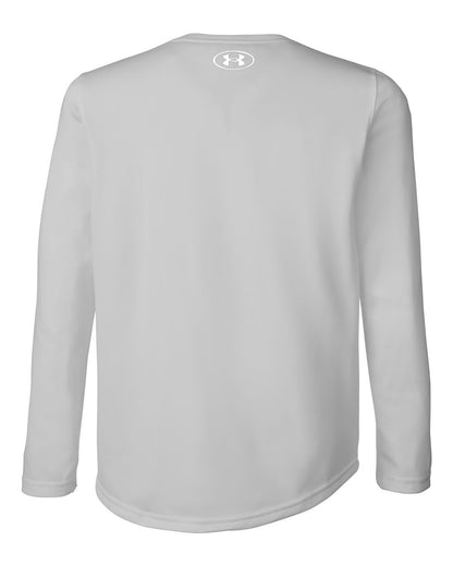 Under Armour Youth Tech™ Team Long Sleeve T-Shirt 1377488 #color_Mod Grey Light Heather/ White