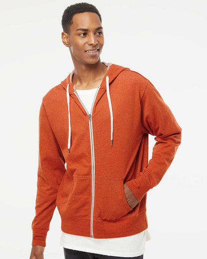 Independent Trading Co. Heathered French Terry Full-Zip Hooded Sweatshirt PRM90HTZ #colormdl_Burnt Orange Heather