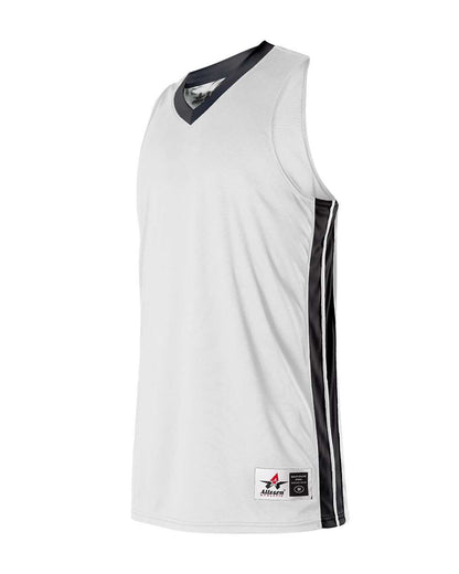 Alleson Athletic Youth Single Ply Basketball Jersey 538JY #color_White/ Black