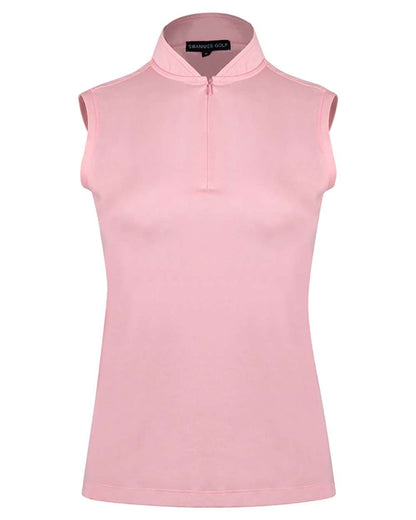 Swannies Women's Brynn Quarter-Zip Sleeveless Polo SW2900L #color_Flamingo