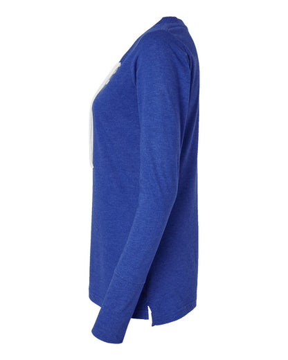 LAT Women's Fine Jersey Lace-Up Long Sleeve T-Shirt 3538 #color_Vintage Royal/ White