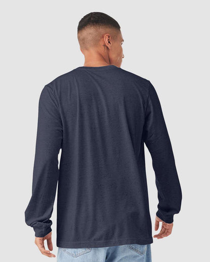 BELLA + CANVAS Heather CVC Long Sleeve Tee 3501CVC #colormdl_Heather Midnight Navy