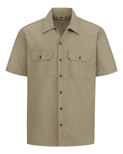 Dickies Men's Tall Short Sleeve Work Shirt 2574T #color_Khaki