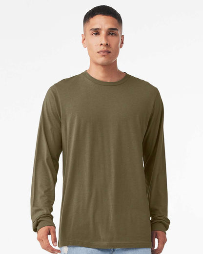 BELLA + CANVAS Heather CVC Long Sleeve Tee 3501CVC #colormdl_Heather Olive