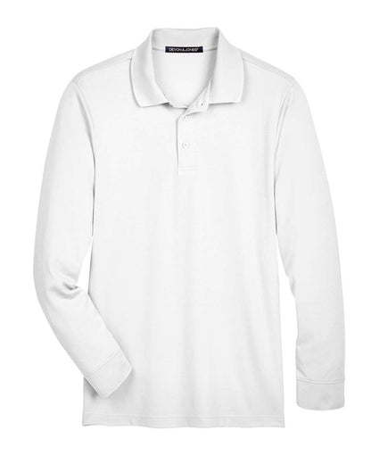 Devon & Jones Men's Tall CrownLux Performance® Plaited Long Sleeve Polo DG20LT #color_White