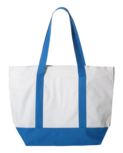Liberty Bags Bay View Giant Zippered Tote 7006 #color_White/ Royal