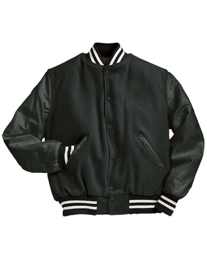 Holloway Men's Varsity Wool Jacket 224183 #color_Myrtle/ Dark Green/ White