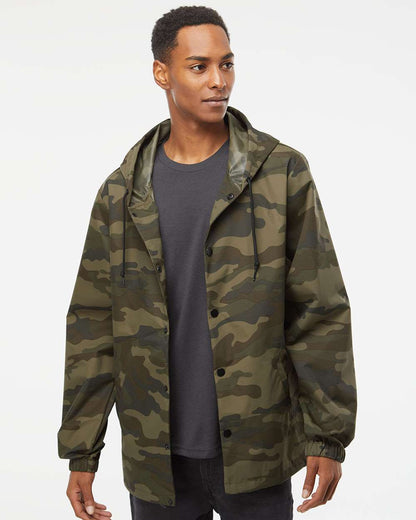 Independent Trading Co. Water-Resistant Hooded Windbreaker EXP95NB #colormdl_Forest Camo