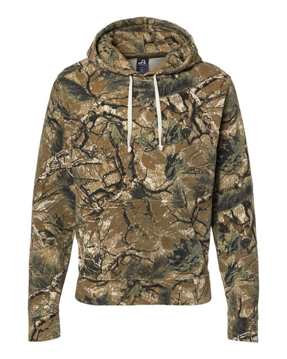 J. America Men's Triblend Fleece Hooded Sweatshirt 8871 #color_Outdoor Camo Triblend