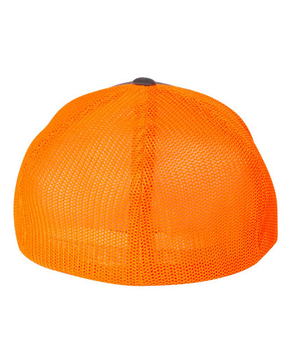 Flexfit Trucker Cap 6511 #color_Charcoal/ Neon Orange