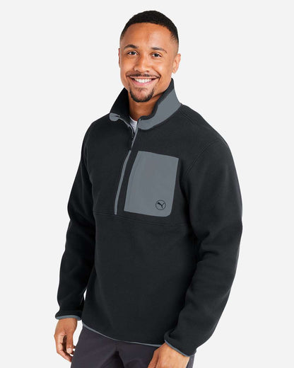 Puma Golf Men's Fleece Quarter-Zip Pullover 628407 #colormdl_Puma Black/ Slate Sky