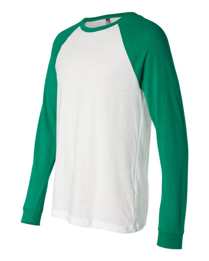 BELLA + CANVAS Men's Long Sleeve Jersey Baseball Tee 3000 #color_White/ Kelly