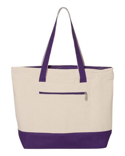Q-Tees 19L Zippered Tote Q1300 #color_Natural/ Purple