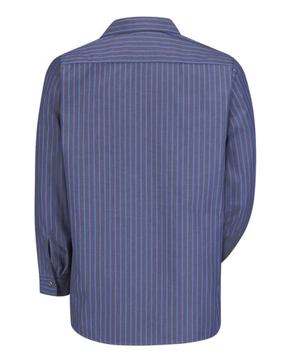 Red Kap Men's Industrial Long Sleeve Work Shirt SP14 #color_Grey/ Blue Stripe