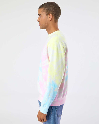 Independent Trading Co. Midweight Tie-Dyed Crewneck Sweatshirt PRM3500TD #colormdl_Tie Dye Sunset Swirl