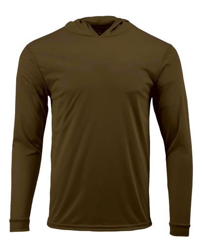 Paragon Unisex Bahama Performance Hooded Long Sleeve T-Shirt 220 #color_Woodland Brown