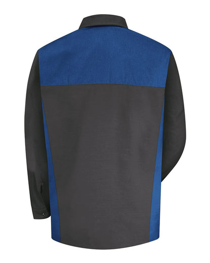 Red Kap Men's Tall Motorsports Shirt SP18T #color_Charcoal/ Royal