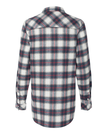 Burnside Women's Yarn-Dyed Long Sleeve Flannel Shirt 5210 #color_White/ Red