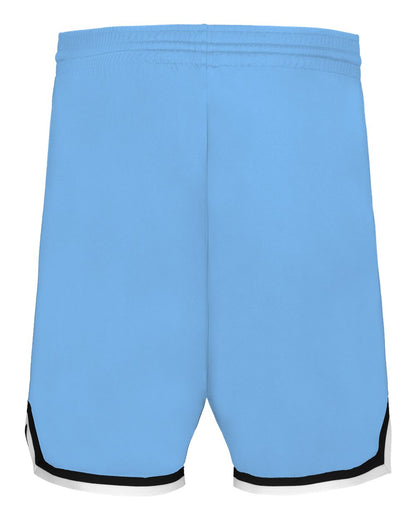 Alleson Athletic Youth Retro Basketball Shorts A54000 #color_Columbia Blue/ Black/ White