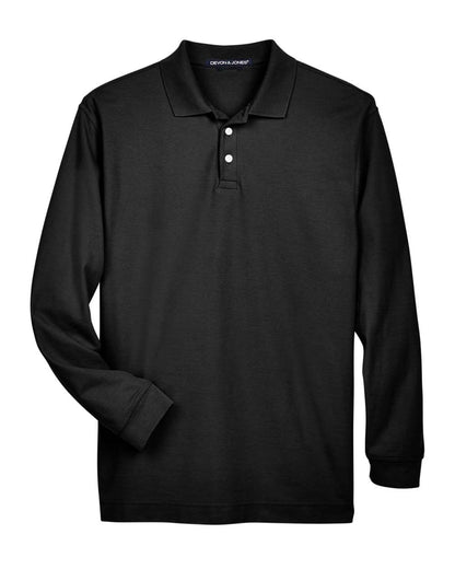 Devon & Jones Men's Pima Piqué Long Sleeve Polo D110 #color_Black