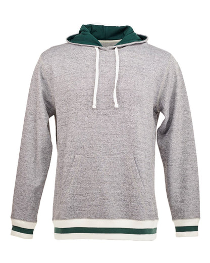 J. America Unisex Peppered Fleece Lapover Hooded Sweatshirt 8701 #color_Pepper/ Forest