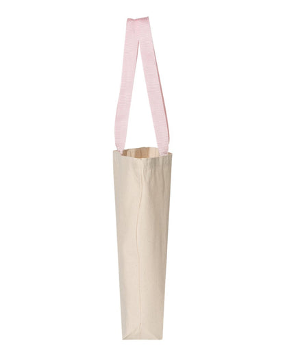 Q-Tees 11L Canvas Tote with Contrast-Color Handles Q4400 #color_Natural/ Light Pink