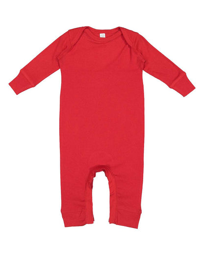 Rabbit Skins Infant Long Legged Baby Rib Bodysuit 4412 #color_Red