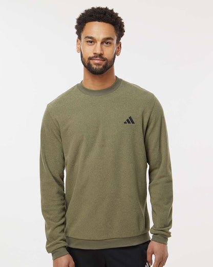 Adidas Men's Terry Loop Crewneck Sweatshirt A586 #colormdl_Olive Strata