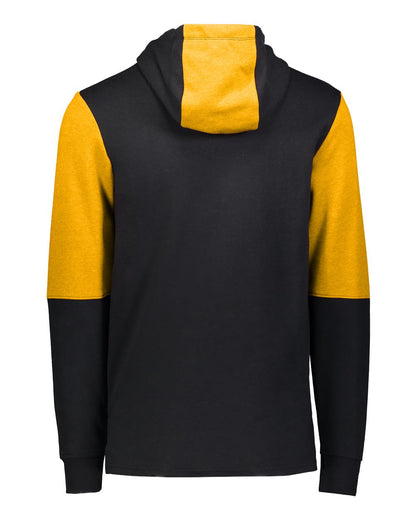 Holloway Men's All-American Team Fleece Colorblocked Hooded Sweatshirt 222581 #color_Black/ Gold Heather
