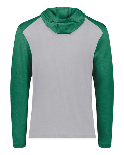 Augusta Sportswear Unisex Gameday Vintage Hooded T-Shirt 6884 #color_Grey Heather/ Kelly Heather