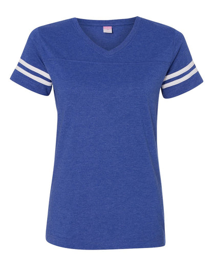 LAT Women's Football V-Neck Fine Jersey Tee 3537 #color_Vintage Royal/ White