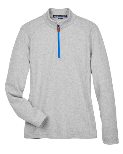 Devon & Jones Women's DRYTEC20™ Performance Quarter-Zip Pullover DG479W #color_Grey Heather/ Grey H/ French Blue