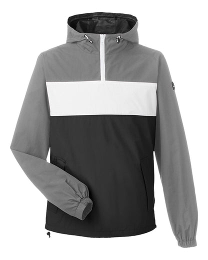 Nautica Unisex Windward Anorak Hooded Quarter-Zip Jacket N17174 #color_Graphite/ White/ Black