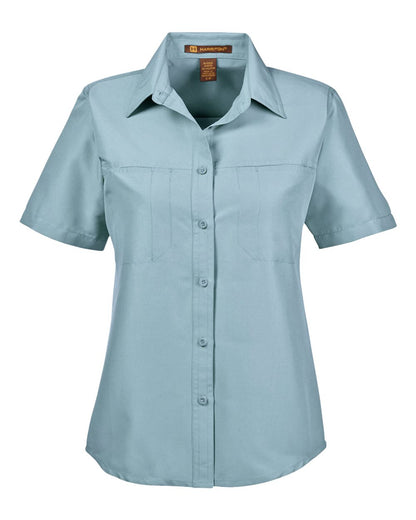 Harriton Women's Key West Short Sleeve Performance Staff Shirt M580W #color_Cloud Blue